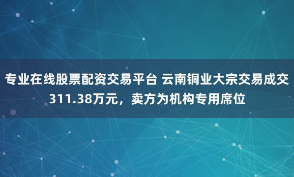 专业在线股票配资交易平台 云南铜业大宗交易成交311.38万元，卖方为机构专用席位